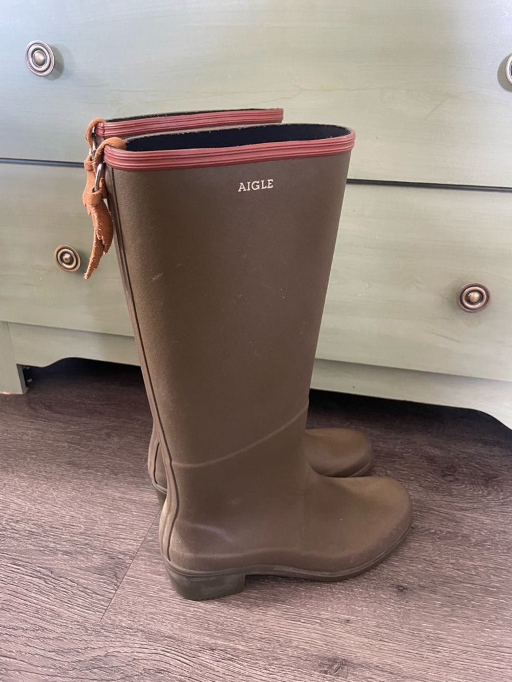 Aigle Chantebelle tall rubber boots in Kaki Green EU39 women’s boots Aigle boots